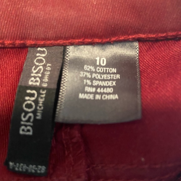 Bisou Bisou Coated Burgundy Red Skinny Jeans Size 10 - Picture 8 of 9